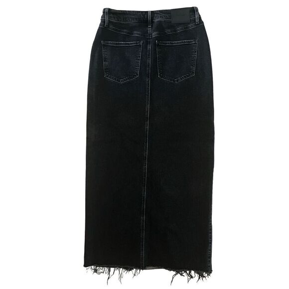 Express Black Denim Midi Skirt with Slit Size 6 - Picture 3 of 5